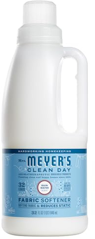 MRS. MEYER'S CLEAN DAY Liquid Fabric Softener, Infused with Essential Oils, Paraben Free, Rain Water Scent, 32 oz (32 Loads)