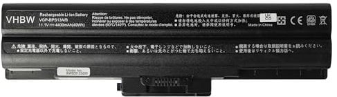 vhbw Akku Ersatz für Sony VGP-BPS13A/S, VGP-BPS13B/B, VGP-BPS13B/Q, VGP-BPS21, VGP-BPS21A für Notebook (4400mAh, 11,1V, schwarz)