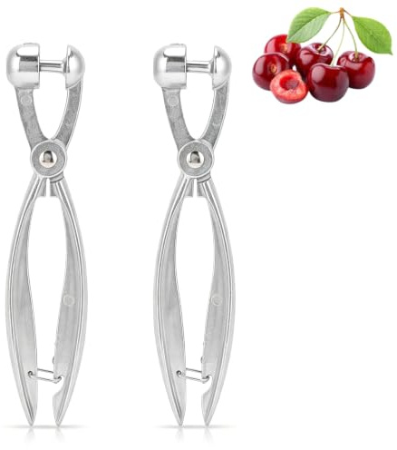 2 Stück Kirschentkerner, Kirschkernentferner aus Aluminiumlegierung mit Schlossdesign Kirschentkerner Entkerner aus Olivenkernentferner Fruchtkernentferner für Kirschen, Oliven, Datteln
