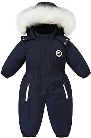 Bebé Niñas Traje de Nieve Mono Niños Impermeable Mameluco Chaquetas de Esquí Traje Niños Lana Abrigo Antivento Desgastar Azul 2-3 Años