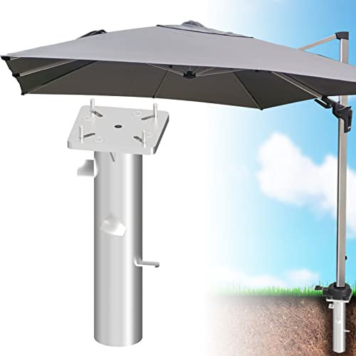 Zaquak Pied de Parasol déporté dans Le Sol, Support de Parasol enterré, Support de Parasol en Acier Inoxydable, Support Universel pour Parasol déporté Suspendu