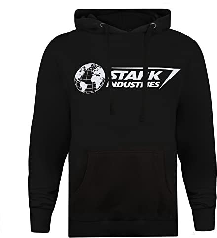 Cotton Soul Marvel Stark Industries Iron Man Mens Hoodie, Black, X-Large