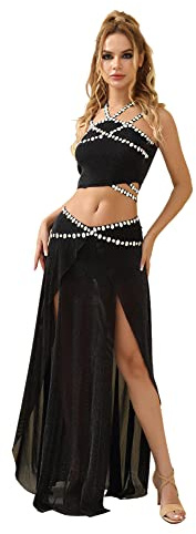 ROYAL SMEELA Strass bauchtänzerin kostüm Damen sexy Bauchtanz Oberteil und Rock für Frauen Bauchtanz Set Bauchtanz Outfits Damen Bauchtanz Kostum Profi Bauchtanz+Kostuem Kleidung Fuer den Bauchtanz
