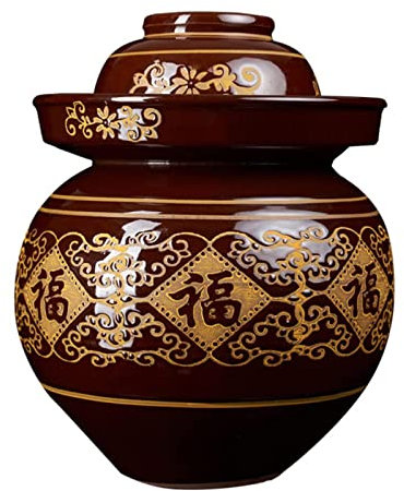 oUyOo Ceramic Fermentation Crock Pickling Pot, Traditional Chinese Ceramic Fermenting Jars Stoneware Fermenter with Water Seal Airlock Lid for Kimchi Sauerkraut Pickles Fermented Vegetable