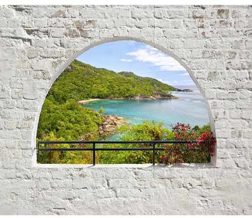 murando Fototapete selbstklebend 490x350cm - Foto Tapete Tapetenfolie Möbelfolie Wandverkleidung Wandtapete Motivtapeten Bildtapete Wohnzimmer 3d Effekt Modern Natur Landschaft Santorini Ziegel