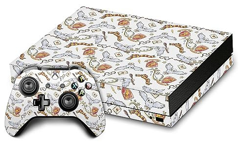 Head Case Designs Offizielle Harry Potter Hedwig Eulen Muster Grafiken Vinyl Haut Gaming Aufkleber Abziehbild Abdeckung kompatibel mit Xbox One X Console and Controller Bundle