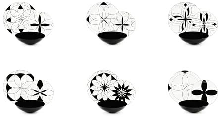 Excelsa Euclide Service de vaisselle 18 pièces, porcelaine et Stoneware, décor noir et blanc, bord doré, 6 personnes