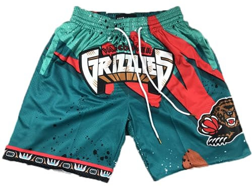 MCQOmcil Herren NBA Grizzlies Basketball-Shorts, hochelastische, atmungsaktive Sporthose (Color : A, Size : XL)