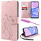 YIRSUR for Samsung Galaxy A15 Case with Screen Protector and Touch pen, Leather Flip Wallet Women Girls Case Magnetic Closure Cover with Card Slots and Kickstand for Galaxy A15 5G/4G Phone Cover Pink