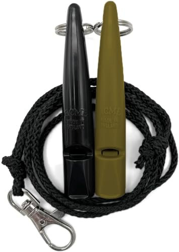 ACME Hundepfeife No. 211,5 mit Pfeifenband | Im Doppelpack | 2 Pfeifen inklusive 2 Bänder | Ideal für den Rückruf - Laut und weitreichend (Black + Olive Drap)