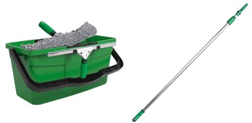 UNGER AK013 Window Cleaning Kit 3-in1 Starter Set - Window Squeegee & EZ120UNGER OptiLoc Telescopic Window Cleaning Pole/Multi-Use Extension Pole