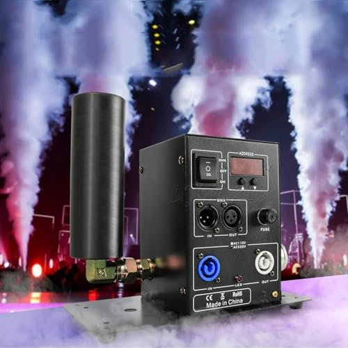 Jet-Maschine, 250 W Einzelrohr-Kryo-Jet-Maschine, Bühneneffekt-Säulen-Rauchnebelmaschine mit 6 Meter Schlauch, DMX 512-Modus, Sprühhöhe 7–8 m für Konzerte, Shows, Nachtclubs