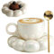 Ceramic Coffee Mug with Spoon Travel Sunflower Cloud Mug with Saucer 200ml Afternoon Tea Cup for Latte, Cappuccino White Cloud Mug Coffee Mug Ceramic Mug Sunflower Mug