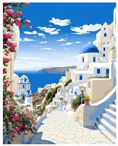 Daisen Art Paysage Peinture Par Numero Adulte, Peinture Numero Adulte, Peinture Acrylique Pour Adultes Paysage Peinture Numero Avec Peintures et Pinceaux 40×50cm