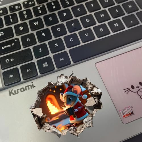 Cute Mouse Hole, Realistic Mouse Hole Vinyl Decal, A Cute Mouse in a Hole Wall Vinyl Decal 3D Wall Sticker Decor, 4 x 4 x 0.03 inches (M8)