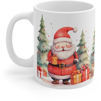Mug Noël avec Père Noël et Renne - Cadeau Festif et Original pour les Fêtes Mug size 11oz