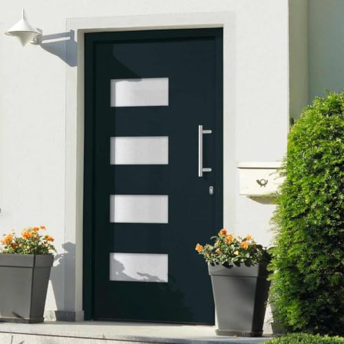 Willood Haustür Aluminium und PVC Anthrazit 100x210 cm Anthrazit Rechts