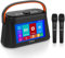 Máquina de karaoke para adultos con pantalla de letras, pantalla HD táctil de 10.1 pulgadas, altavoces de karaoke con 2 micrófonos inalámbricos con sistema de tableta de 13ª generación, entrada de