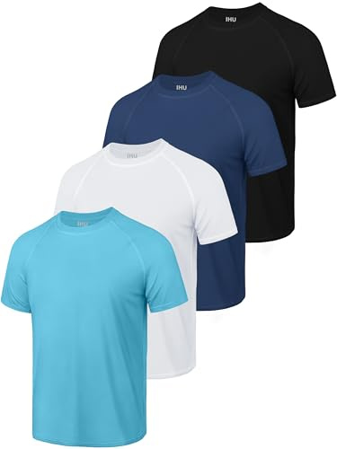 4 Pack Boys' Rash Guard Youth Neon Shirts UPF 50+ Short Sleeve Swim Shirts Quick Dry Sun Protection Rashguard for Kids