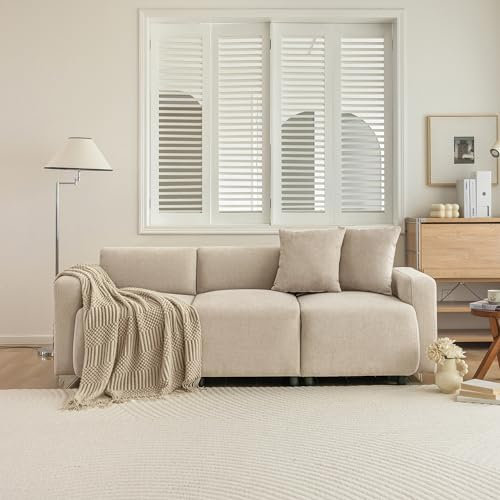 Merax Sofa 3-Sitzer Couch, Modernes Design, Kleines Sofa aus Chenillestoff, Polstermöbel mit Bequemer Polsterung, für Wohnzimmer/Schlafzimmer/Gästezimmer, Beige