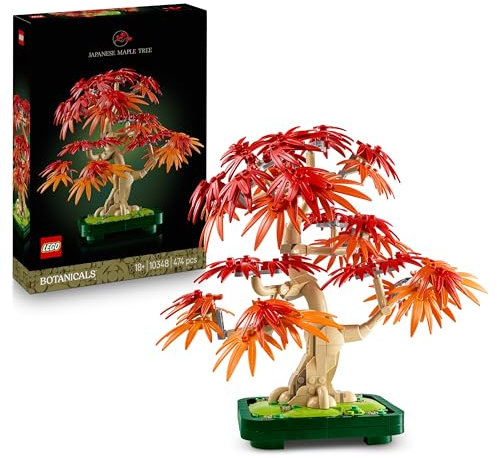 LEGO Botanicals Japanischer Roter Ahorn – Bonsai-Baum - Künstliche Pflanzen Bauset mit roten & orangen Blättern, Plus Schale - Home Dekor - Geschenkidee für Erwachsene - 10348
