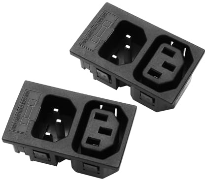 PNGKNYOCN Enchufe de módulo de entrada IEC C13 C14, AC 250 V 10 A 3 pines 3 - en - 1 macho hembra adaptador de enchufe de montaje en panel con fusible(2-Pack)