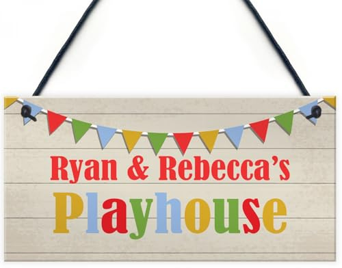 Signs Plaques Playhouse Sign PERSONALISED Garden Den Playroom Door Bunting House Decor
