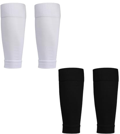 couduan 2 Pairs Sock Sleeve Football for Adults,Durable Cut Football Socks, Pre Cut Football Socks,Suitable for Football Games Beginner,Sports Enthusiast (Black and White)