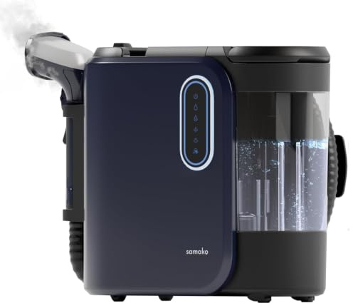Samako PowerClean Pro 2000W, Limpiador de Alfombras y Tapicerías con Vapor, 8 Accesorios, Grandes Depósitos de Agua, Limpia Sofás, Colchones y Asientos