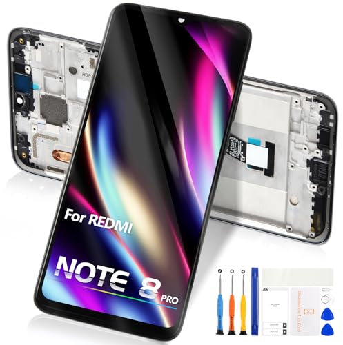Reparación de pantalla LCD para Xiaomi Redmi Note 8 Pro - Pantalla LCD y digitalizador táctil para Xiaomi Redmi Note 8 PRO M1906G7I M1906G7G, ensamblaje completo con herramientas (negro con marco)