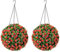CHRISTOW Pair of Artificial Rose Topiary Balls, 28cm Faux Leaf Hanging Ornaments, Red & White Flowers, Decorative Outdoor Garden Plants, Lifelike Foliage, UV Protected, Pre-Attached Chain with Hook