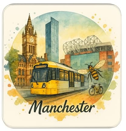 Manchester, England UK Fridge Magnet: Cute Large Handmade Travel Souvenir Gift for Collectors and Home Decor