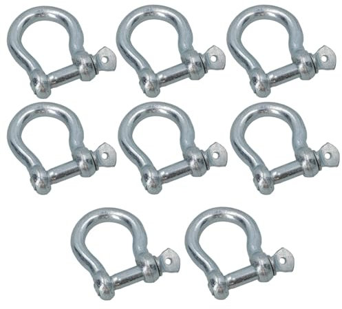 AB Tools Grillete de arco galvanizado de 5 mm, paquete de 8 grilletes individuales para vela, barco, yate
