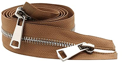 DQZRTUECA Cerniera lampo in metallo 5# con estremità aperta e doppio cursore multicolore 40-80 cm Accessori for cucire(Khaki,70cm)
