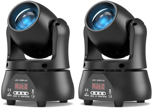 2PCS 70W Beam Lyre LED Lumière de Scène Tête Mobile, Lumière Disco LED RGBW DMX512 Jeu de Lumière Soirée Commande Vocale Lumière de fête pour Club Bar Halloween DJ