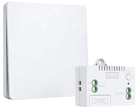Juego de interruptores de luz de radio, 230 V, sin batería, inalámbricos, para luces, fácil instalación sin cableado, botón inalámbrico para casa, interruptor de luz de radio (EU 1 marchas 1 V1)