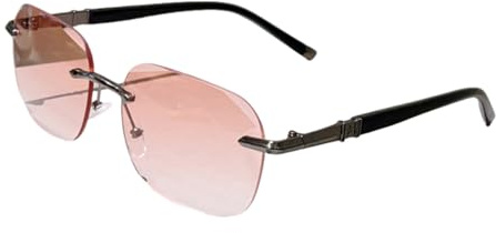 TOIPASTN Occhiali da sole oversize senza montatura da uomo, vintage con lenti sfumate da donna (rosa sfumato)