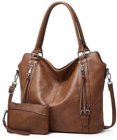 Mabecol Shopper Tasche Damen Groß, Handtasche PU Leder, Umhängetasche | Elegante Tote Bag Mit 14 Zoll Laptoptasche, Abnehmbarem Gurt Und Geldbörse Set Für Büro, Alltag, Einkauf Und Reise