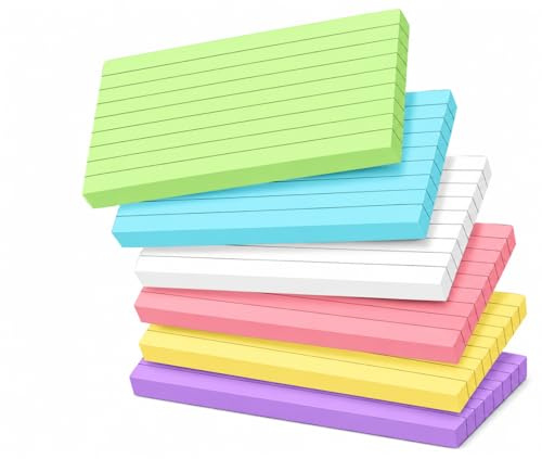 Flash Cards 300 Pack Lined 6 Colours Double-Sided 5x3 Inch Index Cards
