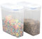 Basicwise Large BPA-Free Plastic Food Cereal Containers, Airtight Spout Lid Set of 2