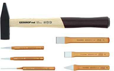 GEDORE red Hammer and chisel set, 7-pc. set, Complete, Tool case for craftsmen, in Foam module, R22150019
