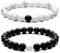 Epoch World Paar Partner Armbänder mit 8mm Perlen Armband, 2pcs schwarz Matte und weiß Armband mit Geschenkkarton geliefert