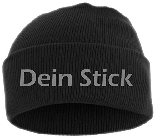 HB_Druck Umschlagmütze mit Wunschtext - Blockschrift - Bestickt - Mütze Strickmütze