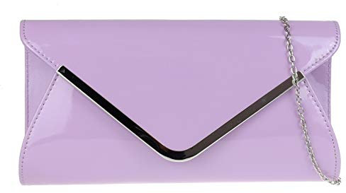 Girly HandBags Pochette da donna oversize in vernice Lilla