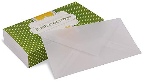10 Briefumschläge transparent weiß, 100 x 200 mm, Nassklebung