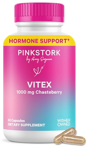 Pink Stork Organic Vitex – 1000 mg Chaste Tree Berry – Plant-Based Support for Perimenopause & Hormonal Harmony – Helps Maintain Cycle Regularity & Hormone Balance – 60 Vegan Capsules