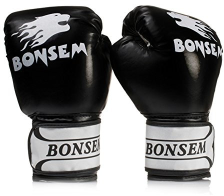 Aigend Boxhandschuhe, Trainingshandschuhe Vollfinger-Boxhandschuhe Schlaghandschuhe für Kickboxen, Fitnessstudio-Arbeit(schwarz)