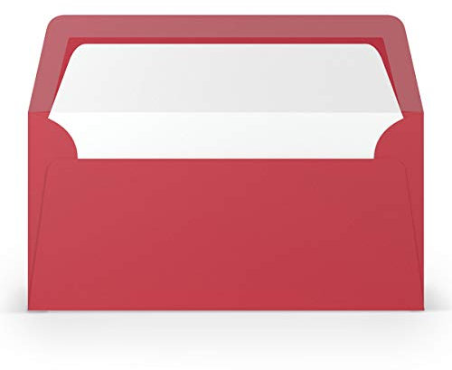 PAPERADO 75 Briefumschläge DIN lang/DL - Rot gerippt - 100 g/m² Kuvert ohne Fenster 22 x 11 cm - Umschläge mit Nassklebung gerader Klappe