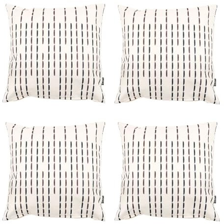 Icon Kissen, 4er Pack, Boho Kollektion, Drinnen und Draußen Stoff, Boho Streifen Muster, 43cm x 43cm, Wasserabweisendes Kissen, Lounge, Terrasse, Garten, Gartenmöbel