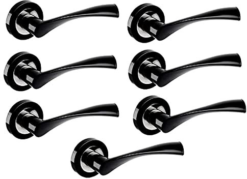 Haven Heritage ® Astrid Internal Door Handles in Matt Black & Chrome on Rose - Rose Diameter Approx 51cm Sold as 7 Pairs
